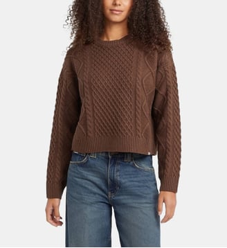 Pull droit torsadé - Guess Jeans - Marron