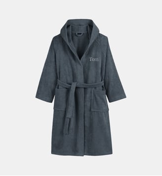 Peignoir à capuche éponge personnalisé - La Redoute Interieurs - Bleu ardoise