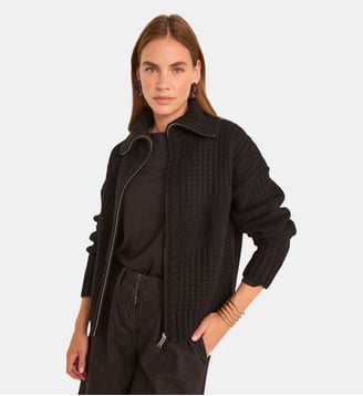 Gilet Manches Longues Laine Mélangée Alexis - Maison 123 - Noir
