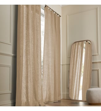 Rideau en lin lavé, avec passants - AM.PM - Beige tabac