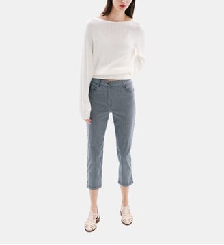 Pantalon passonata - Motif rayures - Coton - Coupe slim - Caroll - Bleu marine