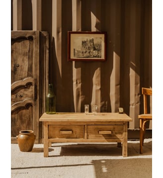 Table basse en chêne Léonie N°1115- Produit chiné - Debongout - Bois clair