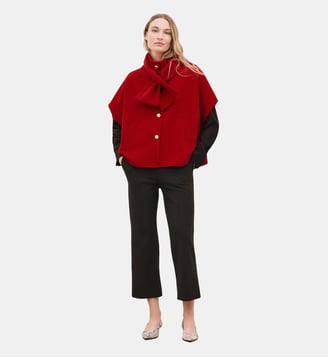 Poncho holania - Motif uni - Caroll - Rouge