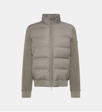 Blouson hybride matelassé à manches en maille regular Draco - Digel - Taupe
