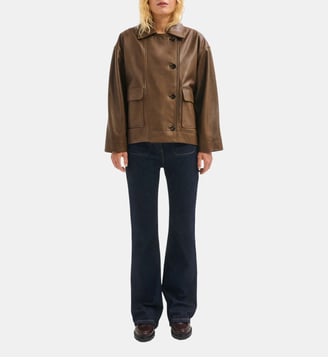 Veste oversize en cuir vieilli - PEARL - Pablo - Marron