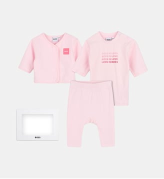 Ensemble pantalon, cardigan et tee-shirt - BOSS Kidswear - Rose bonbon
