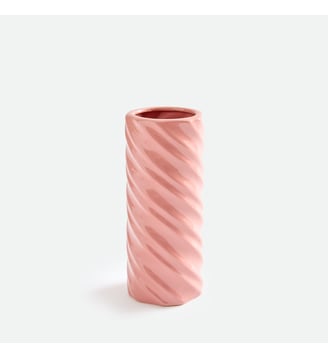Vase torsadé, en céramique, hauteur 27 cm - La Redoute Interieurs - Rose