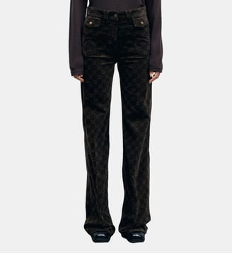 Pantalon flare en velours à monogramme - ANNA - Gerard Darel - Marron