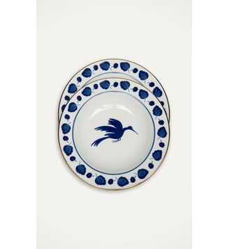 Assiettes à Soupe Wildbird (Set de 2) - La DoubleJ - Bleu