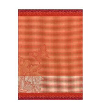 Essuie-mains Jardin des papillons 100% coton - Le Jacquard Francais - Rose rouge