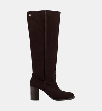 Bottes à talons en suède - Maje - Marron foncé