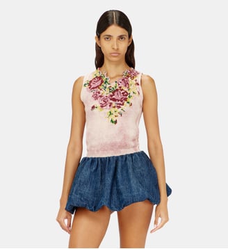 Gilet en maille à motif floral en laine mélangée - Diesel - Rose