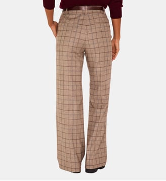 Pantalon De Tailleur Taille Haute Motif Prince De Galles Layla - Maison 123 - Camel
