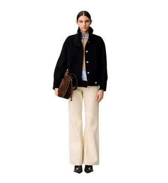 Manteau court noir col montant - Claudie Pierlot - Noir