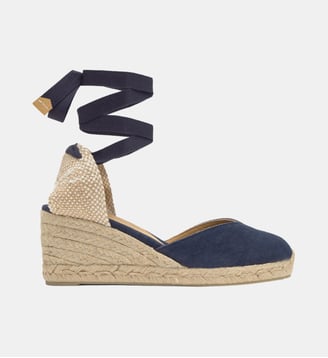 Espadrilles compensées en jute tressée à découpe en V CHIARA - Castaner - Bleu foncé