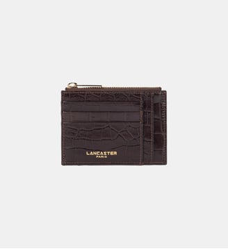 Porte-carte effet crocodile signature - Lancaster - Marron foncé