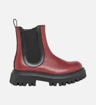 Bottes Chelsea avec bandes élastiques contrastées - Marni - Rouge foncé