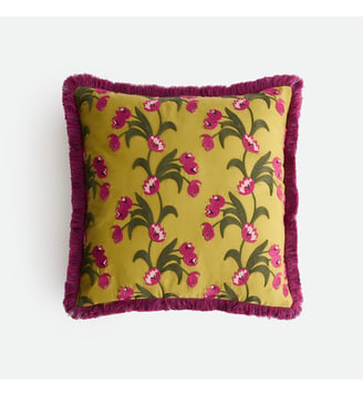 Housse de coussin coton, 45 x 45 cm, brodée - La Redoute Interieurs - Vert