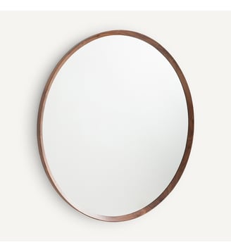 Miroir rond noyer massif, diamètre 100 cm AM.PM