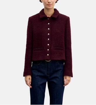 Veste en tweed à boutons dorés - JULIE - Gerard Darel - Lie de vin