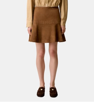 Jupe courte en daim - Claudie Pierlot - Marron