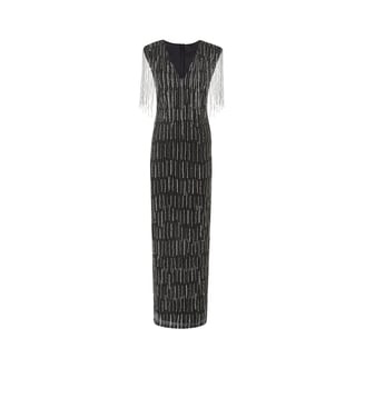 Robe longue à cristaux et paillettes - Pinko - Noir et cristal