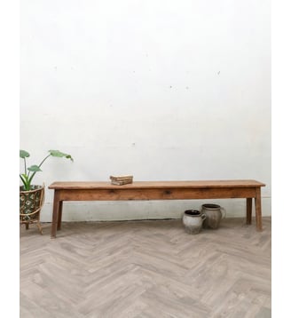 Long banc en bois Antoine N°504- Produit chiné - Debongout - Bois clair