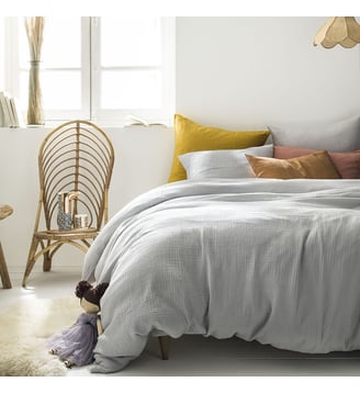 Parure de lit unie en gaze de coton, taies rectangles, TENDRESSE Essix