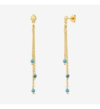 Boucles d'oreilles dorées agate verte - milady - Caroline Najman - Bleu
