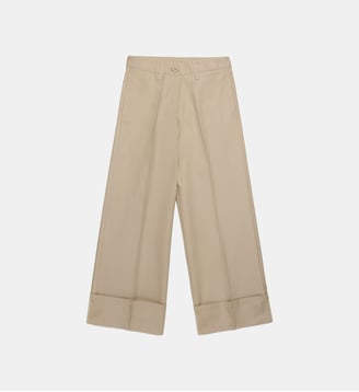 Pantalon chino en coton large revers - Marni - Beige