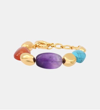 Bracelet réglable   doré à l'or fin - Loulou - Satellite - Multicolore