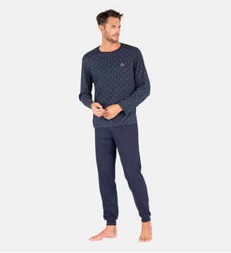 Pyjama long col rond SMILEYWORLD® - Eminence - Marine
