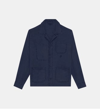 Surchemise en lin unie - Vilebrequin - Bleu marine