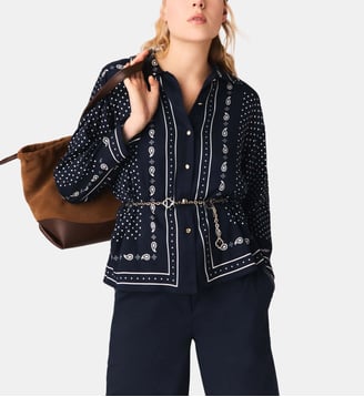 Chemise fluide imprimée - Maje - Marine pois bandana print