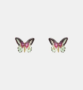 Boucles d'oreilles tiges Papillon vert et violet - Les Néréides - Multicolore