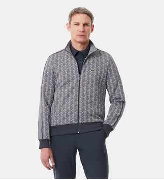 Veste de survêtement zippée Paris jacquard - Lacoste - Gris clair et gris foncé