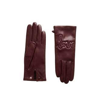 Gants Love Paris Femme Cuir Agneau Doublés Alpaga - Agnelle - Bordeaux