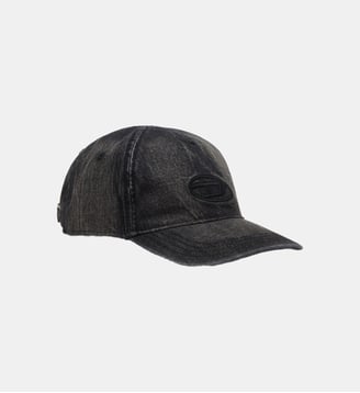 Casquette en denim avec détails effilochés et logo brodé - Diesel - Jean noir
