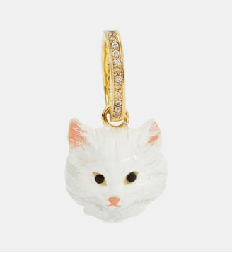 Pendentif tête de chat blanc, Fertilité et Affection - Les Néréides - Blanc