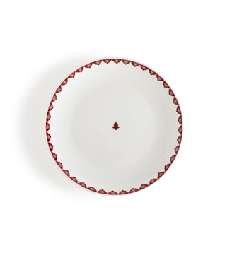 Lot 4 assiettes à dessert en porcelaine - La Redoute Interieurs - Blanc et rouge