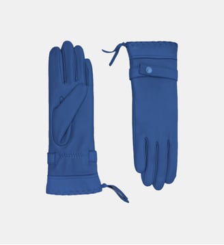 Gants Dallas Femme Cuir Doublés Alpaga - Agnelle - Bleu brut