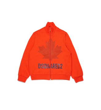 Sweat-shirt zippé intégral avec logo - Dsquared2 - Orange vif