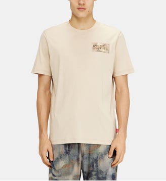 T-shirt avec empiècement camouflage - Diesel - Marron clair