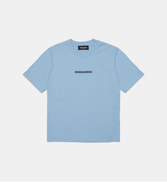 T-shirt avec logo en caoutchouc - Dsquared2 - Brouillard bleu