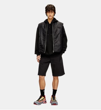 Gilet matelassé en satin avec broderie Oval D - Diesel - Noir