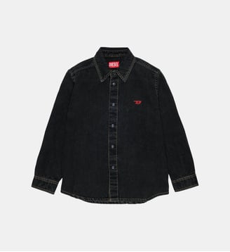 Chemise en denim avec logo - Diesel Kids - Denim noir