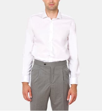 Chemise blanche en twill uni coupe cintrée - Atelier Privé - Blanc