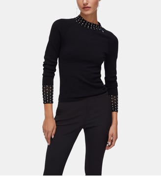 Pull avec découpe et broderies - Liu Jo - Noir