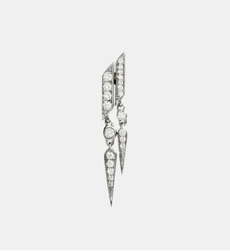 Boucle d'oreille Double Goutte diamants et argent - Statement - Argent