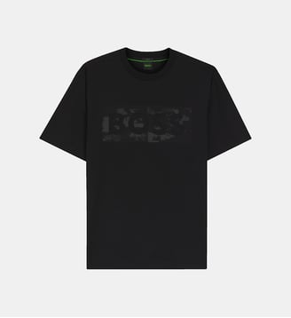 T-shirt en coton stretch avec logo artistique - BOSS - Black